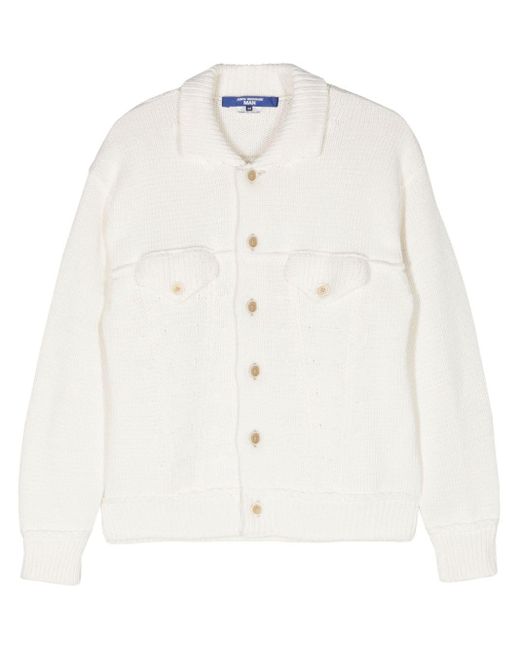 Junya Watanabe Button-up Ribbed-knit Cardigan in het White voor heren