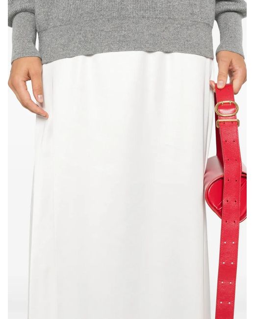 Peserico White Satin Maxi Skirt