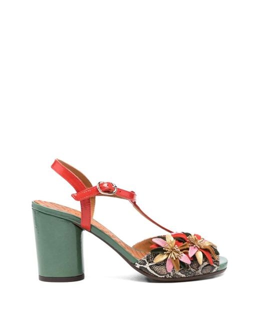 Chie Mihara Pink Uliva Floral Snake-Effect Leather Sandals