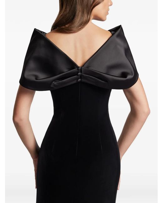 Cristallini Black Bow-Detail Velvet Dress