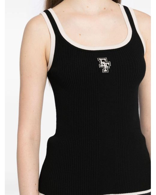 Elisabetta Franchi Black Logo Tank Top