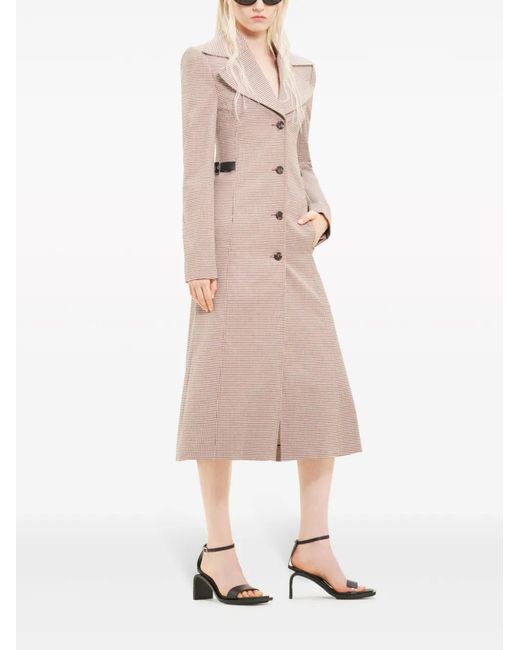 Courreges Natural Checked Wool Long Coat
