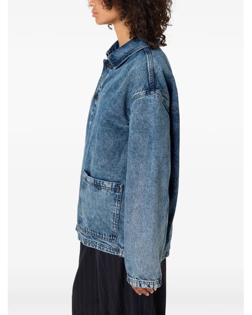 American Vintage Joybird Denim Jack Met Opgestikte Zak in het Blue