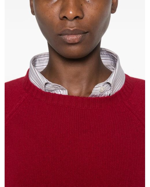 Be You Red Long-Sleeve Ribbed-Trim Sweater