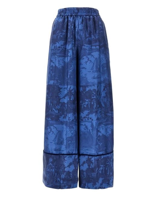 Pierre Louis Mascia Blue Palazzohose mit elastischem Bund