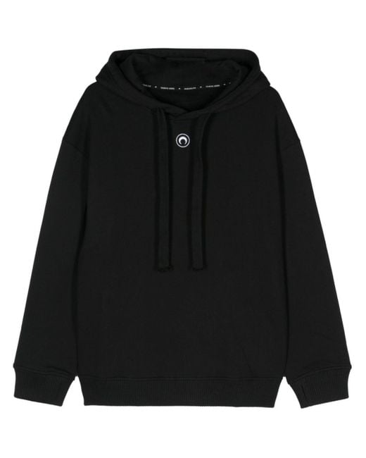 MARINE SERRE Black Crescent Moon-Embroidery Hoodie for men