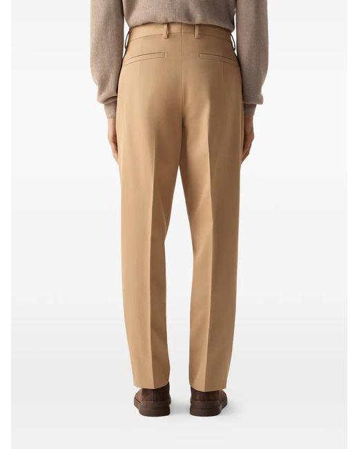 Zegna Natural Pleated Trousers for men