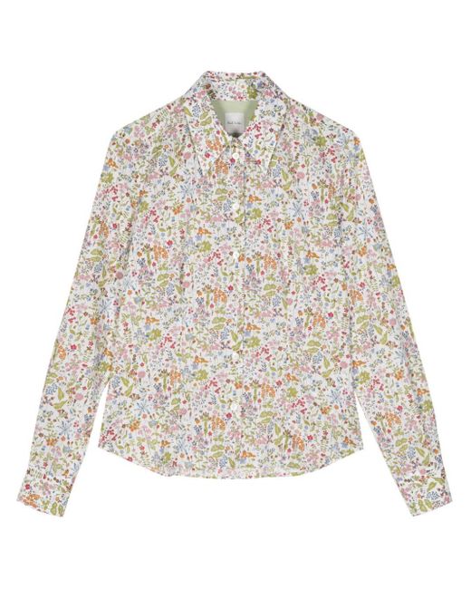 Chemise en coton à fleurs Paul Smith en coloris White