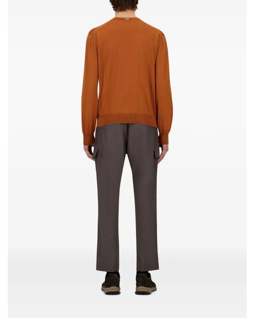 Herno Gray Melange-Effect Pleated Trousers for men