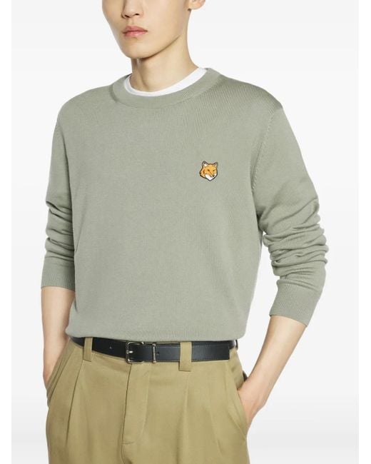 Maison Kitsuné Green Fox Head Merino Jumper for men