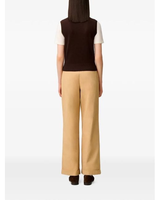 Claudie Pierlot Brown Layer-Detail Short-Sleeve Jumper