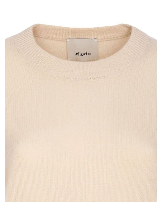 Allude Natural Ribbed Crew-Neck Sweater
