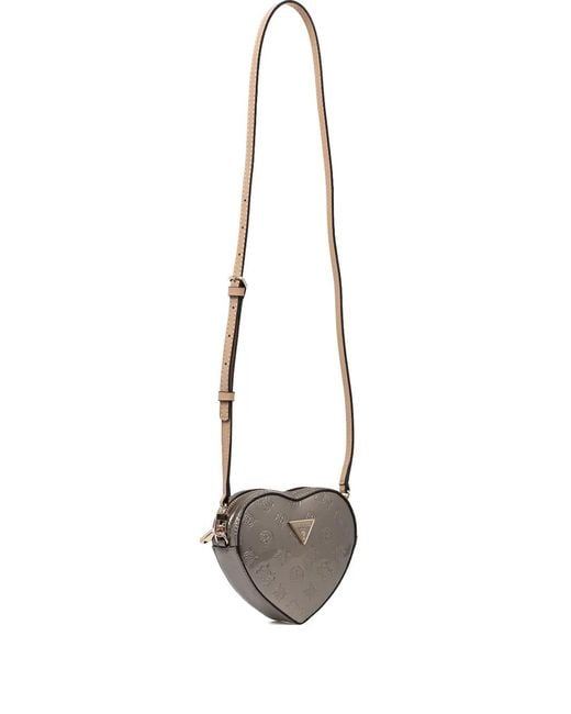 Guess White Heart-Shaped Logo-Plaque Cross Body Bag