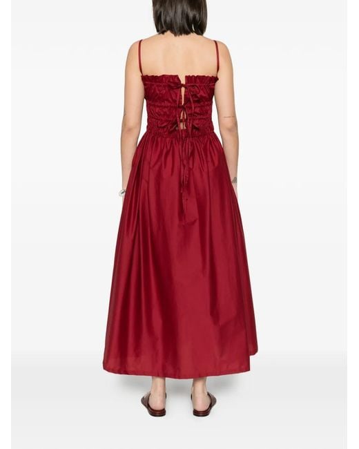 Liviana Conti Shirred Ruffled Midi Dress