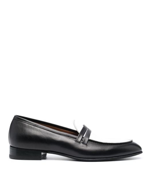Malone Souliers Black Luca Leather Almond-toe Loafers for men