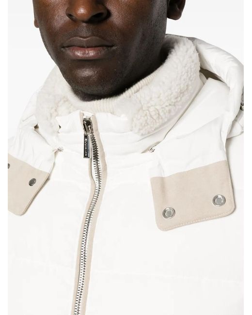 Moorer White Hooded Padded Jacket for men
