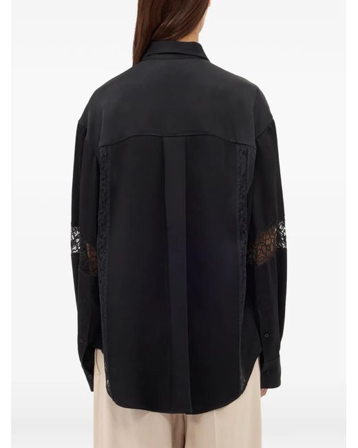 MSGM Blue Lace-Panel Shirt