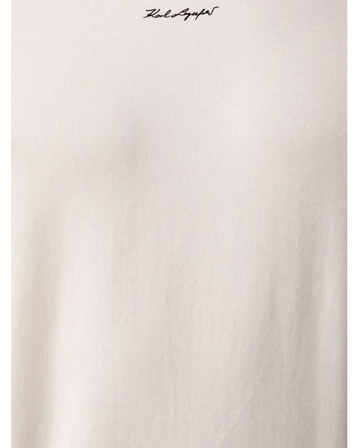 Karl Lagerfeld White Logo-Print Short-Sleeve T-Shirt for men