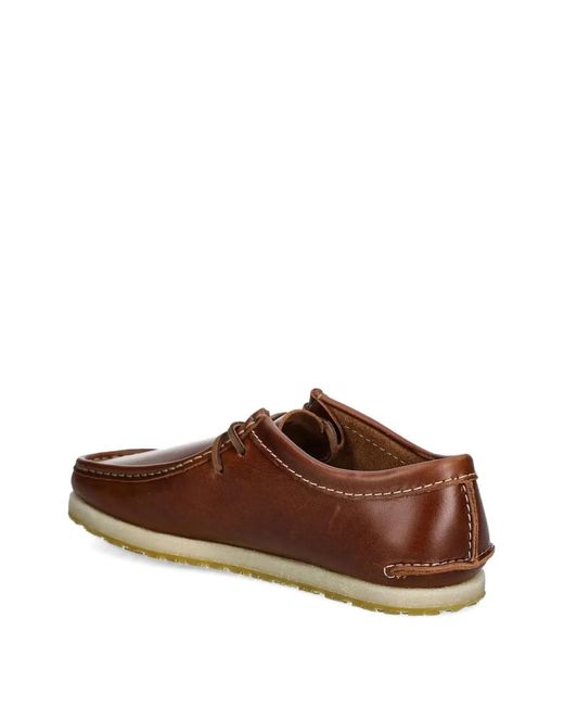 Clarks Brown Leather Lace-Up Loafers for men