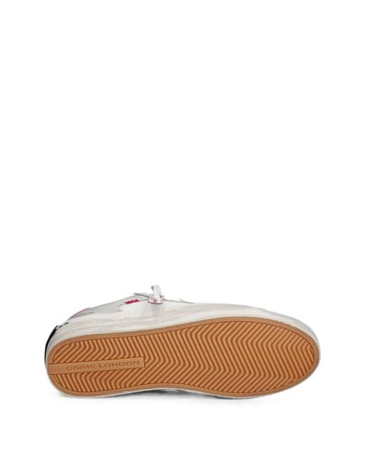 Crime London White Sk8 Deluxe Lace-Up Sneakers