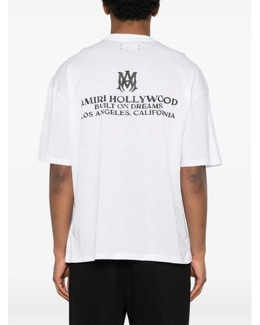 Amiri White T-Shirt Build On Dreams À Logo Imprimé for men