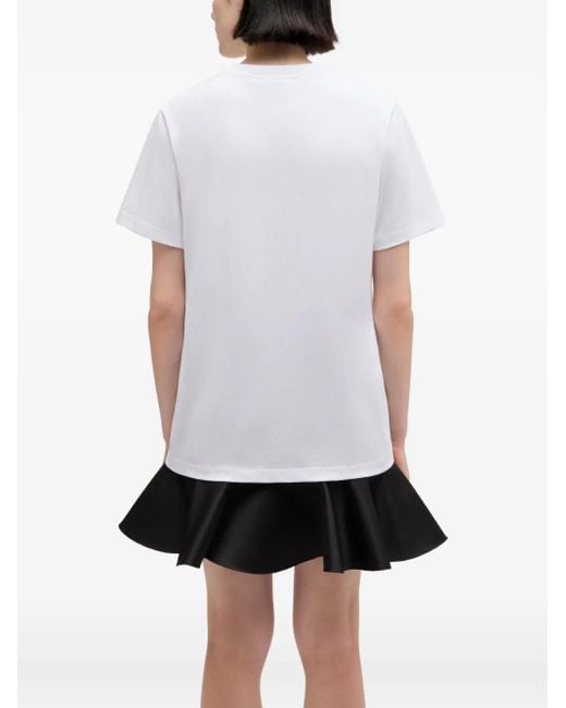 Ganni White Short Sleeve Round Neck Logo Tee Size S