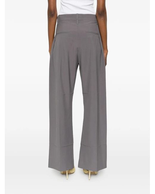 Victoria Beckham Gray Pantalon Droit À Design Plié