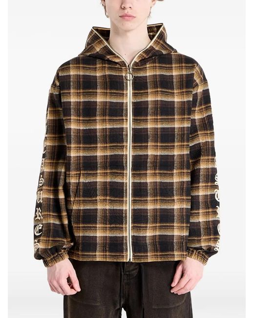 Pleasures Brown Veste À Capuche Groove À Carreaux for men
