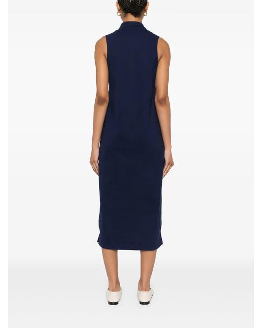 Polo Ralph Lauren Blue Midi Polo Pony-Embroidered Dress