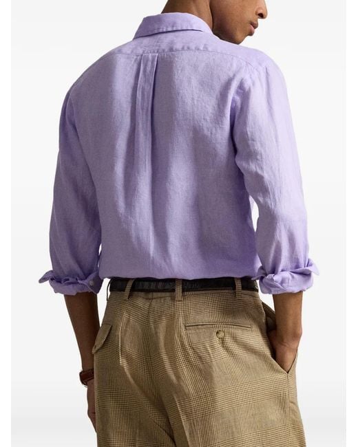 Polo Ralph Lauren Purple Embroidered-Pony Shirt for men