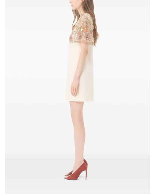 Valentino Garavani White Embroidered Crepe Couture Short Dress