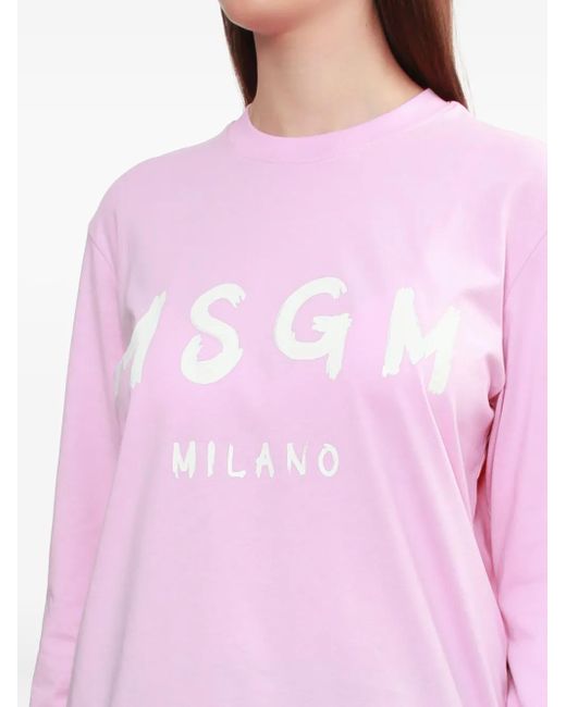 MSGM ロゴ ロングtシャツ Pink