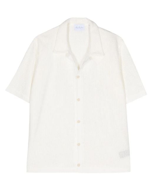 BLUE SKY INN White Waffle-Pattern Bowling Shirt for men