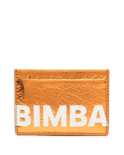 Bimba Y Lola Orange Logo-print Leather Card Holder