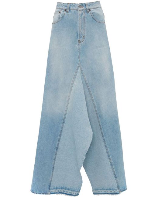 Jupe longue en jean à empiècements Victoria Beckham en coloris Blue