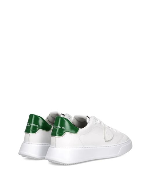 Philippe Model White Temple Low Leather Trainers for men