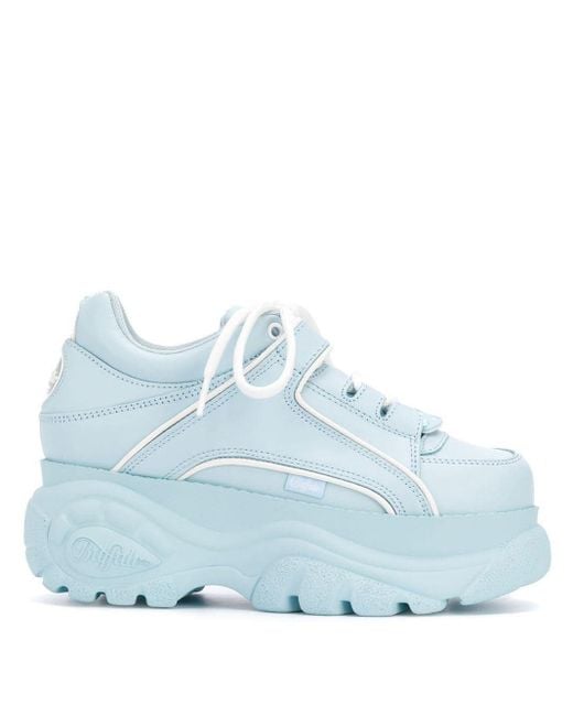Buffalo Baby Blue Leather Chunky Platform Trainers | Lyst Canada