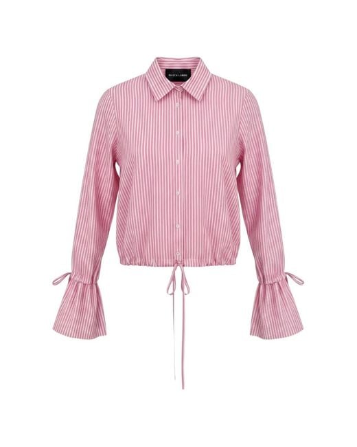 Ralph Lauren Pink Striped Drawstring-Hem Shirt