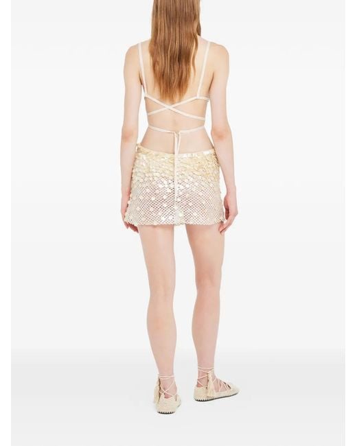 Alanui White Embellishment-Details Mini Skirt