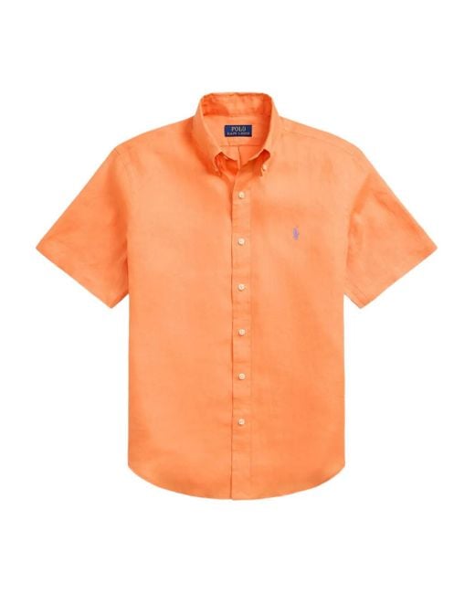 Polo Ralph Lauren Orange Linen Shirt for men