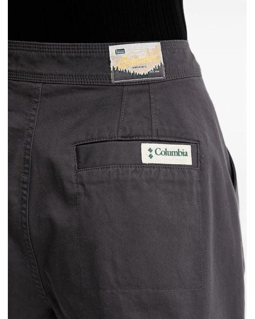 Columbia Black Acker Rock Pleated Logo-Patch Shorts