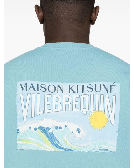 Maison Kitsuné Blue X Vilebrequin Cotton Sweatshirt for men