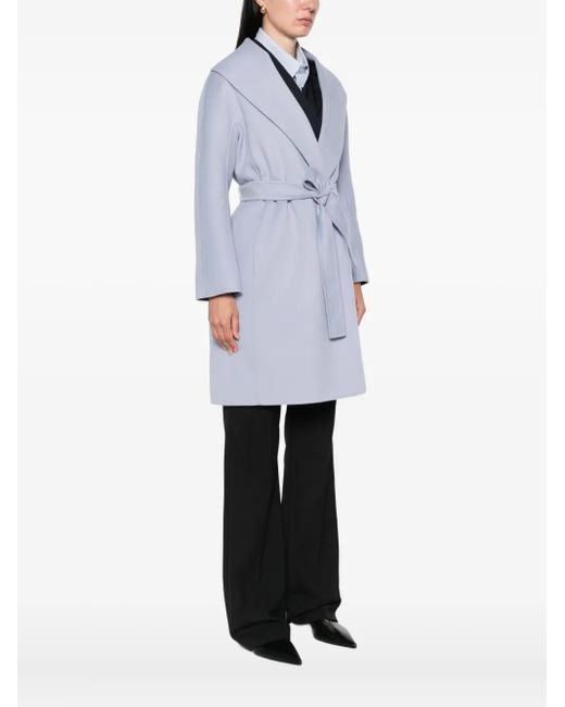 Max Mara Blue Belted Wrap Coat