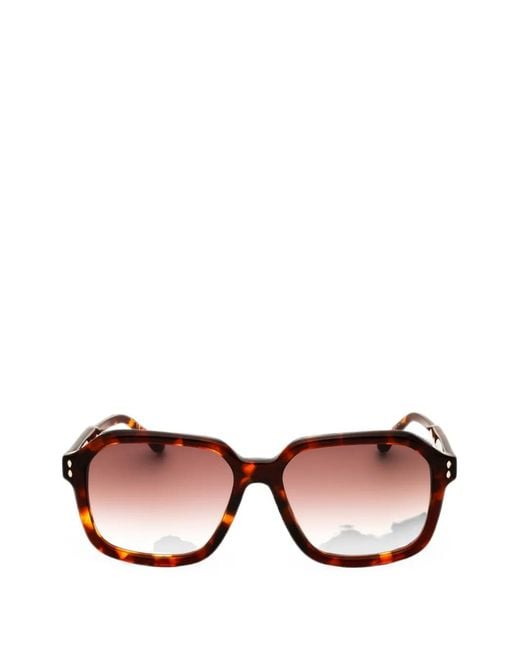 Isabel Marant Pink Tortoiseshell-Effect Rectangle-Frame Sunglasses