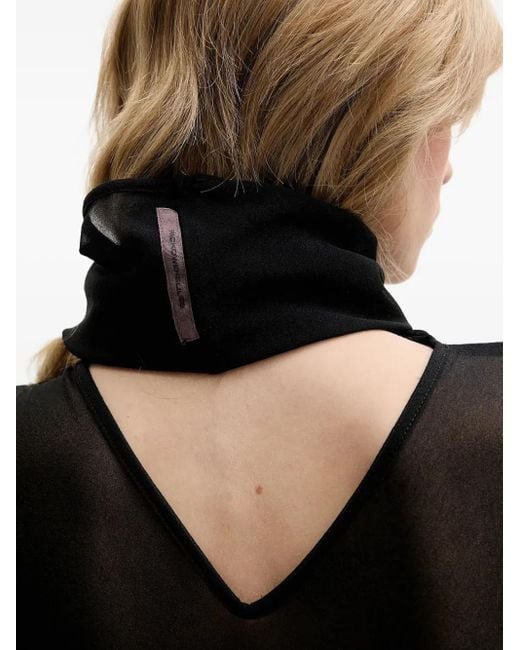 Rick Owens Black Sheer High-Neck Top