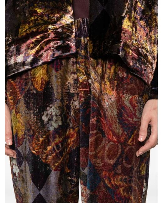 Yavi Broek Met Bloemenprint in het Brown
