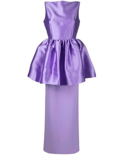 Solace London Purple Alda Peplum Maxi Dress - Women's - Polyester/elastane