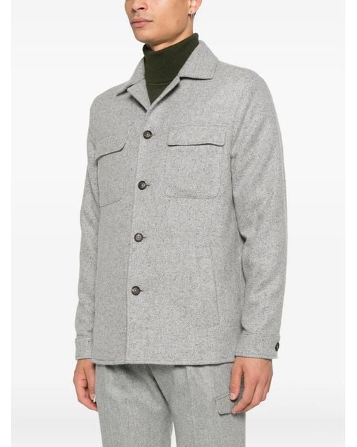 Eleventy Gray Pocket Button Overshirt for men