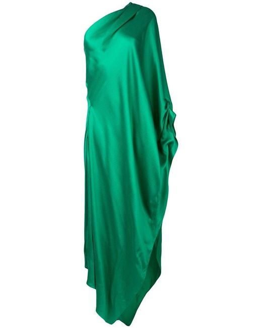 Roland Mouret Green Ritts One Shoulder Silk Blend Gown