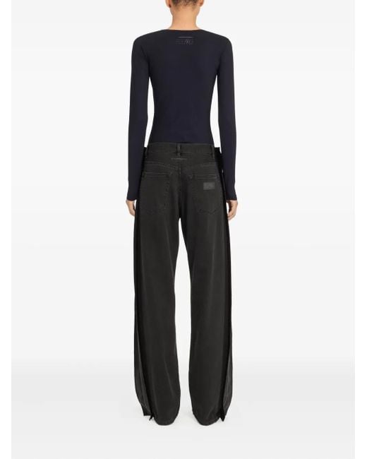 MM6 by Maison Margiela Blue Long-Sleeve Jeans Bodysuit